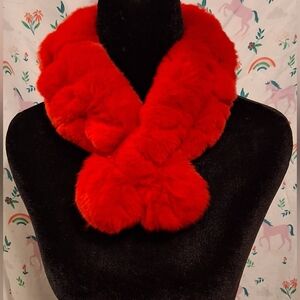 EUC Belle Fare Nottingham Red Rex Rabbit Winter Snow Casual Neck Warmer Scarf